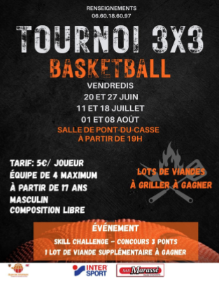 TOURNOI 3X3 BASKET - ÉTÉ 2025 !